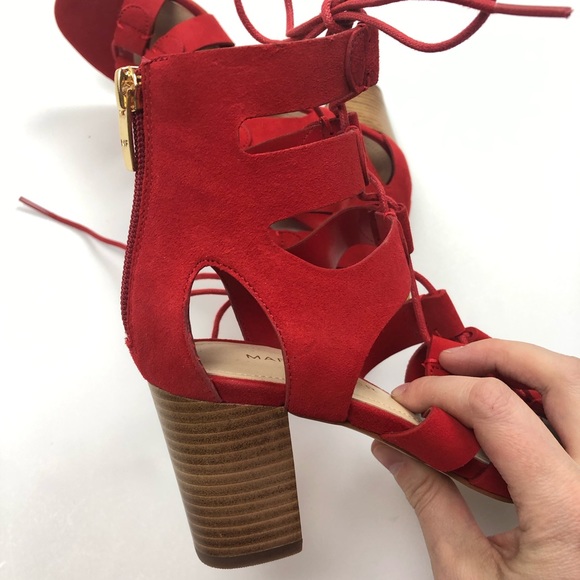 Marc Fisher QM Paradox lace up block heel in red - Picture 4 of 7